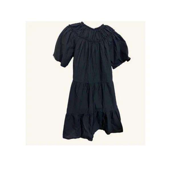 Topshop Smocked Poplin minamilist Mini Dress Tiered Ruffles Black size US 6‎ - Image 2