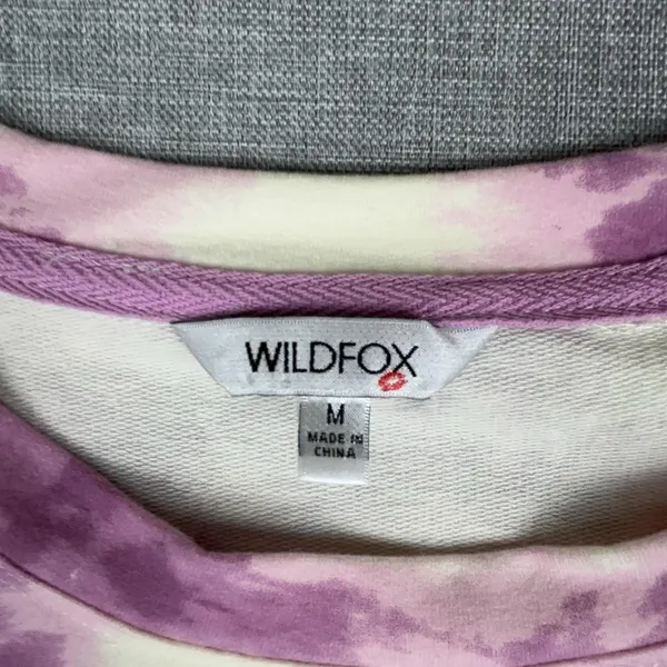 Wildfox Sweatshirt Womens Medium Pink Star Tie Dye Crewneck Fleece Pullover - Image 3