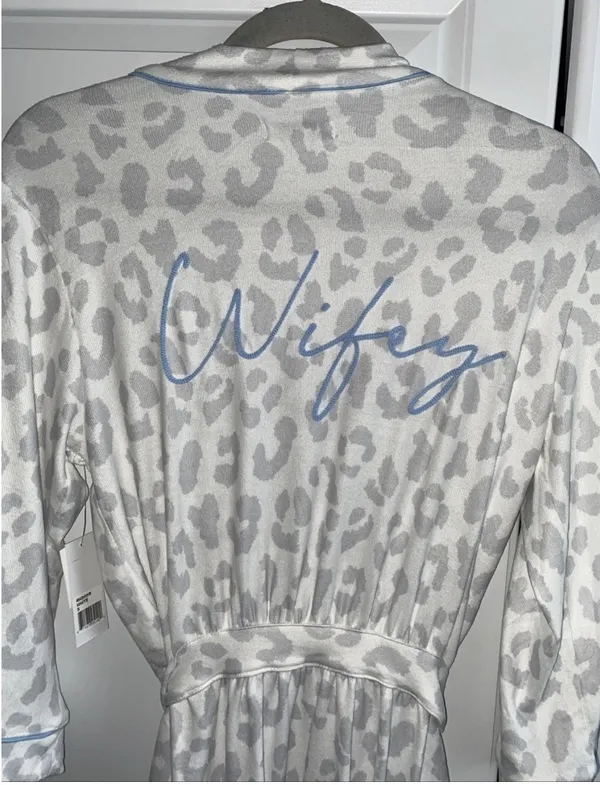 PJ Salvage Leopard Print Honeymoon Knit Bridal Wifey Embroidered Robe Small NWT - Image 4