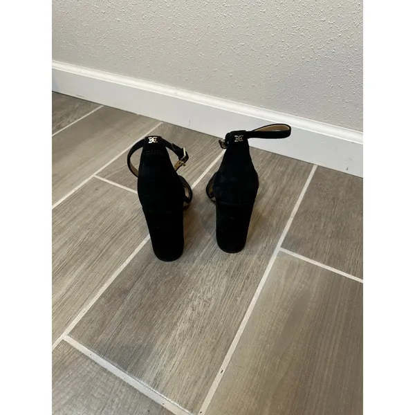 Sam‎ Edelman Black Suede Block Heel Ankle Strap Sandals Size 8 - Image 3