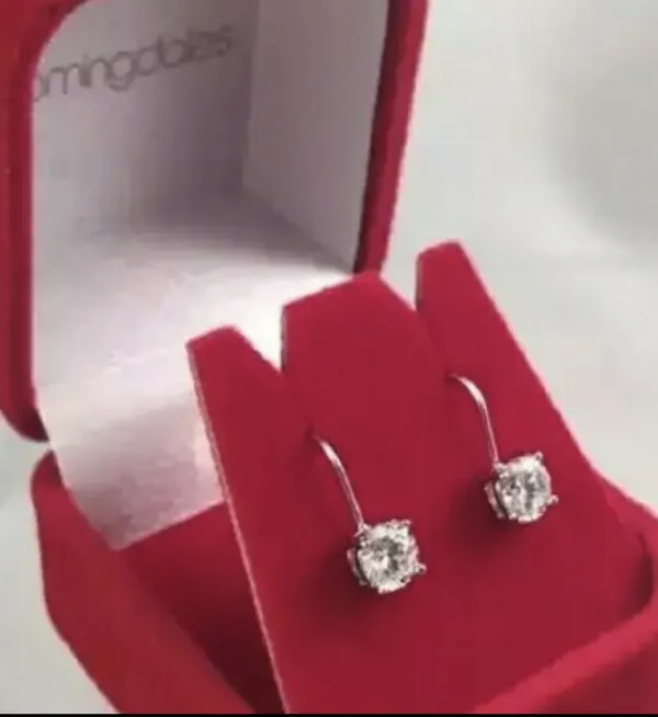 Bloomingdale's CZ Diamond Pendant Earrings in Red Gift Box - Image 3