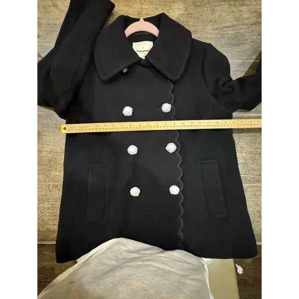 Kate Spade Out West Scallop Double-Breast Peacoat Black Size Small - Image 9