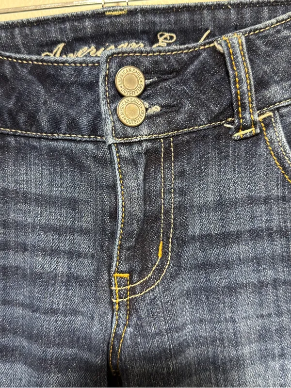 American Eagle Artist Y2K Jeans Low Rise Medium Wash Flare Leg Boho Stretch 6 - Image 3