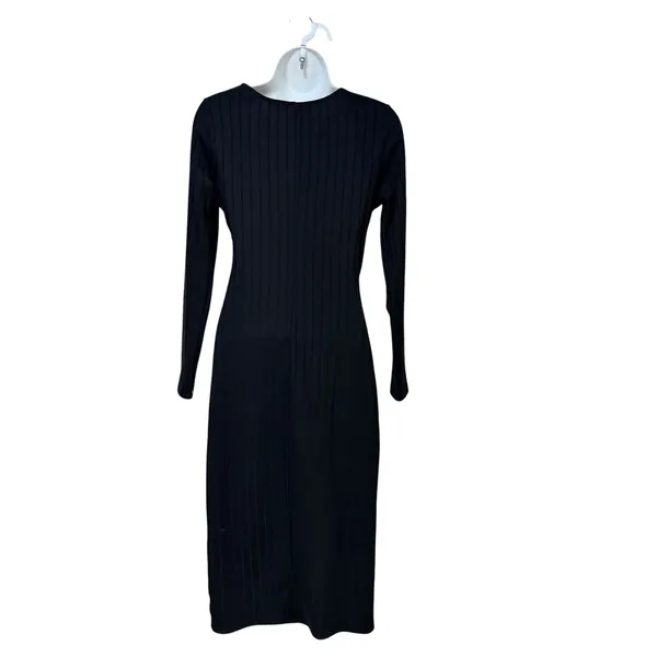 ASTR the Label Black Ribbed Asymmetrical Twist Midi Dress ADR100876-003 M - Image 2