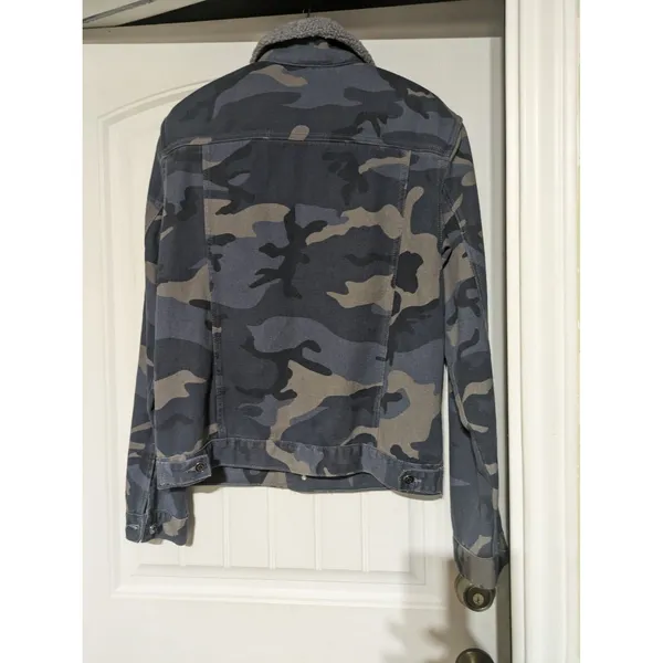 American Vintage Mens Camo Pockets Long Sleeve Collared Trucker Jacket Size L - Image 9