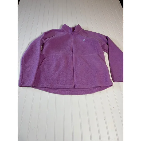 Adidas City Tech High Pile Fleece Full Zip Jacket in Aurora Plum Purple Size L - Image 2