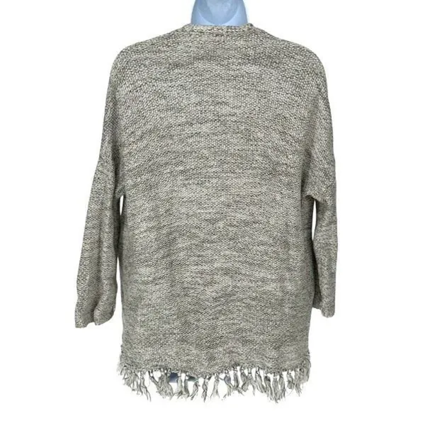 LOFT Outlet Womens Cotton Fringe Hem Open Front Cardigan Sweater Gray Size Small - Image 3