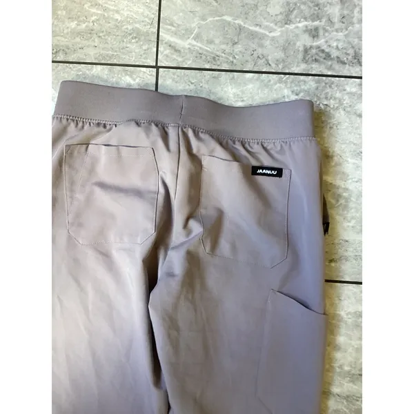 Jaanuu Womens Mauve Gray Scrub Jogger Pants Tapered Cuffs Size S - Image 8