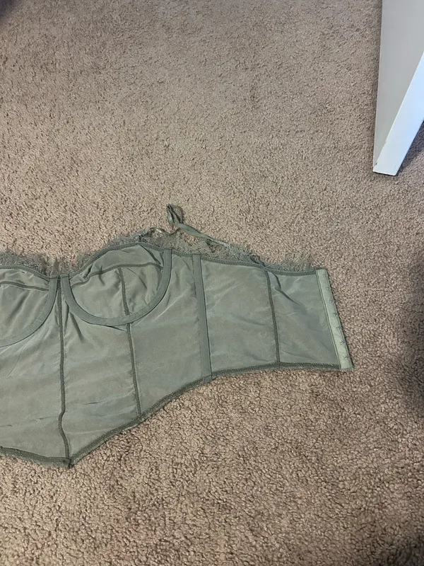 Free people Lace Bustier Crop Top in Sage Green - Image 7