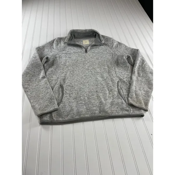 Thread & Supply Heather Grey Quarter Zip Fleece Pullover XL Gray - Image 2