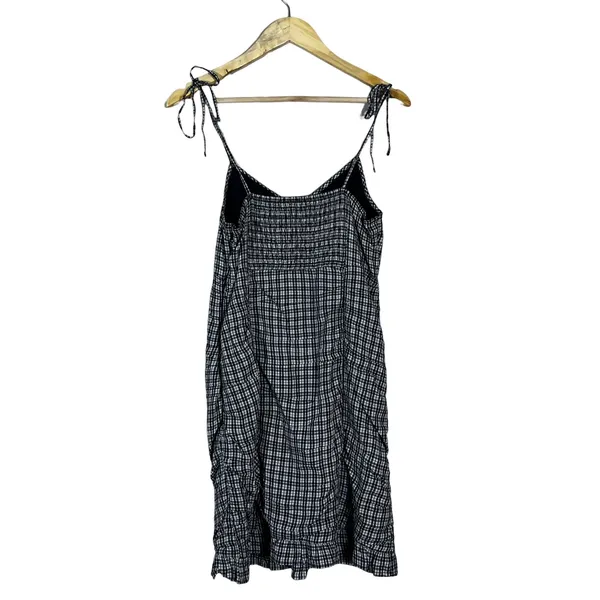 NWT Hollister Ruched Plaid Tie-Strap Mini Dress Black White Preppy Size M - Image 4