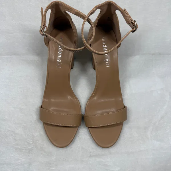 Madden Girl Beella Tan Nude Ankle Strap Block‎ Heel Sandals Women Size 8 - Image 3