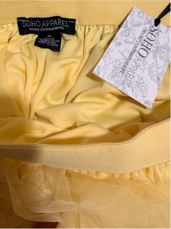 Soho Apparel Lemon Buttercream Yellow Tulle Ruffle Maxi Skirt Size XL NWT - Image 4