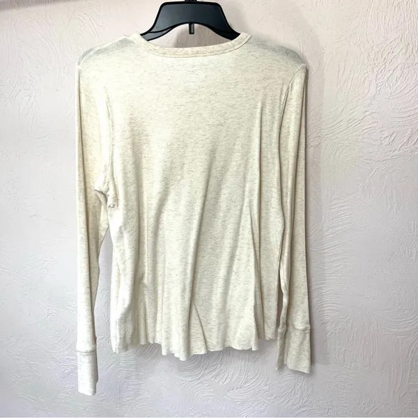 Aerie Cream Long Sleeve Henley Top - Image 2