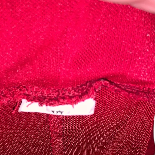 Womans XL Darn Red Elastic High Waist Harem Pants Sheer Hippie Jogger - Image 4