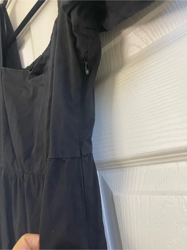 Women’s ASTR the Label Poplin Puff Sleeve Tiered Midi Dress Black Size M - Image 8