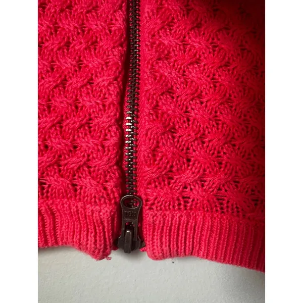 American Eagle Outfitters Womens XS‎ Pink Textured Knit Back Zip Sweater XS/TP - Image 5