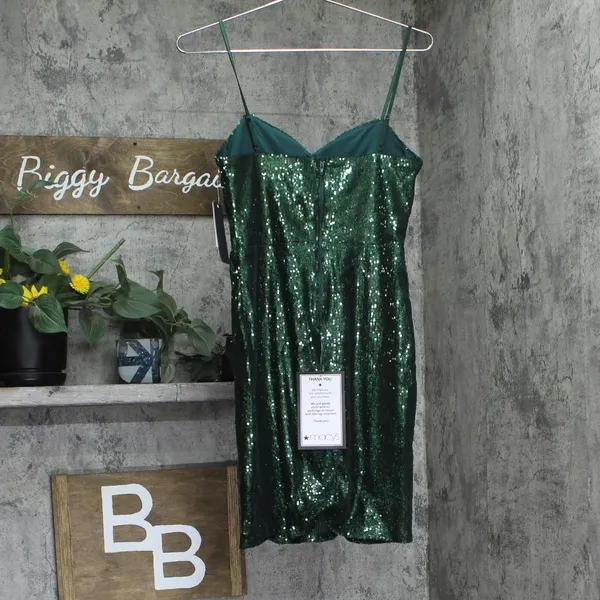 NWT City Studios Juniors Sequin Rosette-Front Dress 8461WY6AT3 Hunter Green 9/10 - Image 5