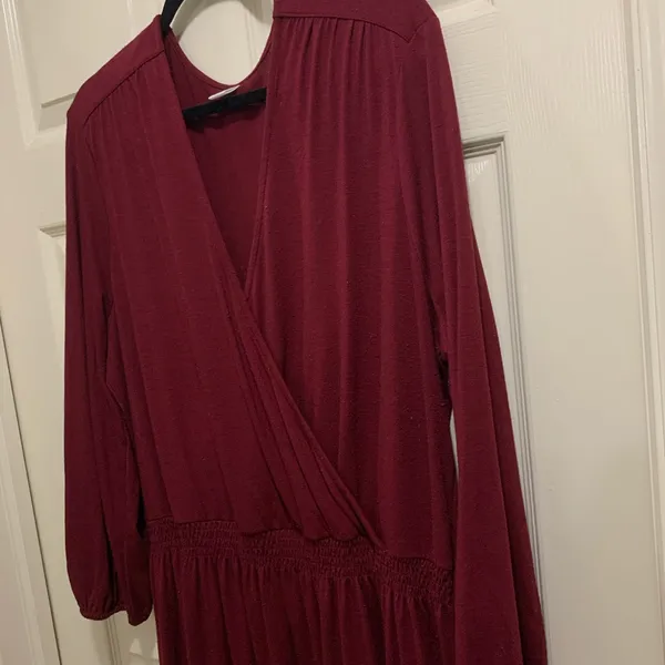 Old Navy maroon wrap dress size XXL Tall long sleeve knee length business - Image 2