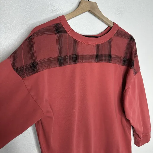 Vintage Y2K Gap 100% Cotton Crewneck Sweatshirt Red Plaid Sz M Cabincore Preppy - Image 9