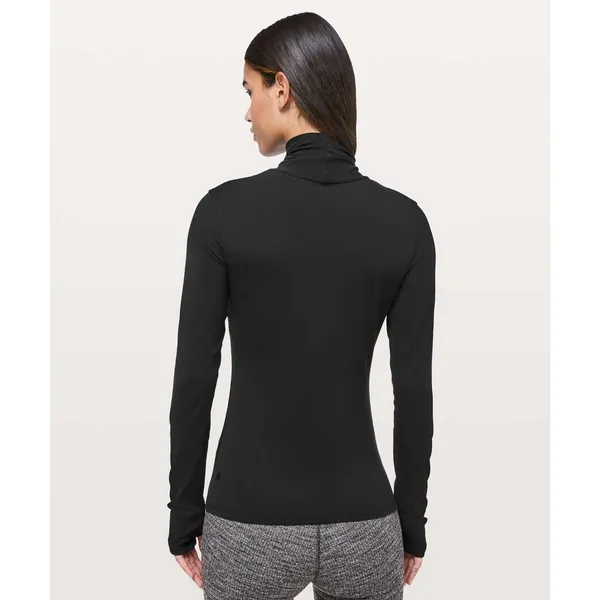 Lululemon Ethereal Long Sleeve Top Black Wrap Turtleneck Lightweight Stretch - Image 12