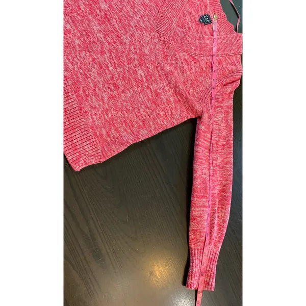 GAP Pink Marled Y2K Style V-Neck Sweater S Clean Girl Cozycore 100% Cotton Knit - Image 13