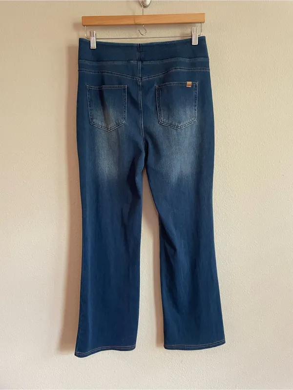 Halara Flex High Waisted Pockets Washed Casual Bootcut Jeans Size L Petite - Image 5