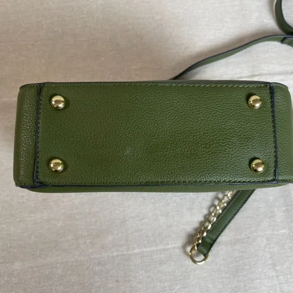 Olive Green Vegan Leather Camera Bag Crossbody Purse - Image 6