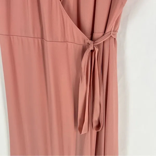 Show Me Your MuMu Pink Crepe Chiffon‎ Flutter Sleeve V-Neck Wrap Maxi Dress S - Image 5