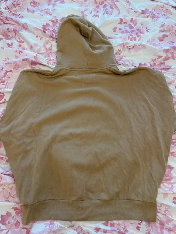 American Eagle Huggable Happy Face Hoodie Size L Keep Smiling Tan - Image 3