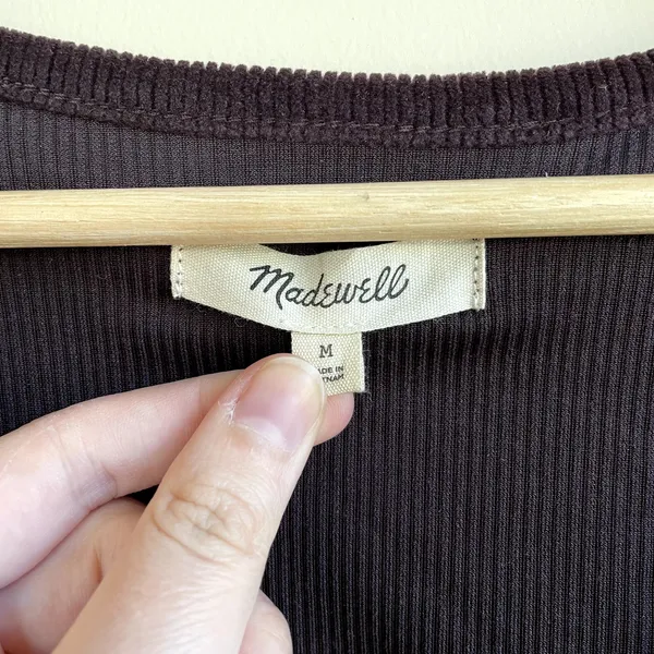 Madewell purple corduroy faux wraparound long sleeved blouse women's size M‎ - Image 5