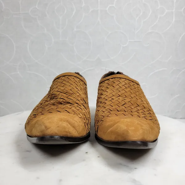 Amoura Papa Jimenez Mule Bootie Shoes Women 7.5 Brown Woven Slip On Pointed Toe - Image 7