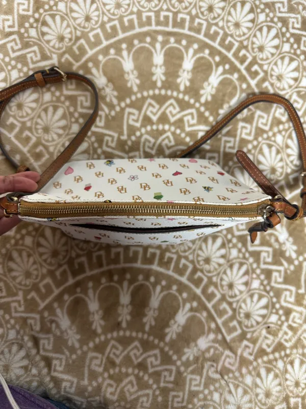 Dooney & Bourke Greta White Signature Print Crossbody with Multicolor Motifs - Image 6