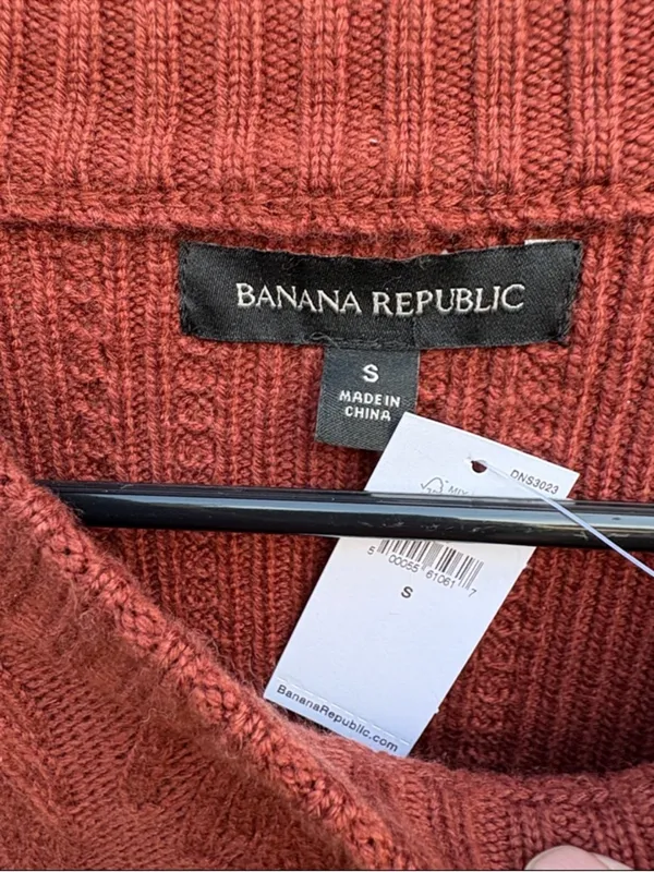 NWT Banana Republic Mixed Cable Knit Wool Blend Sweater Rust Size Small - Image 2