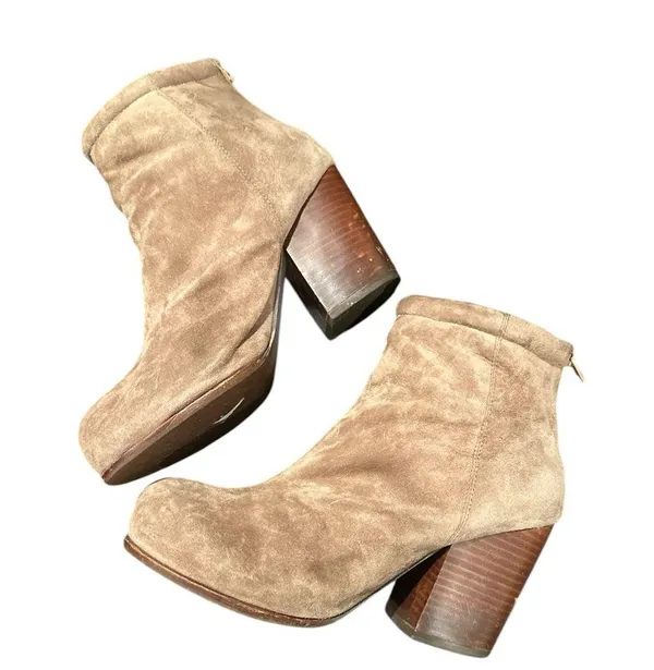 Jeffrey Campbell HAVANA LAST RUMBLES TAN SUEDE CHUNKY HEEL ANKLE BOOTIE SHOES 9 - Image 4