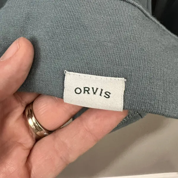 Orvis Sweatshirt Womens Medium Blue Gray Great V-Neck Modal Blend Long Sleeve - Image 3