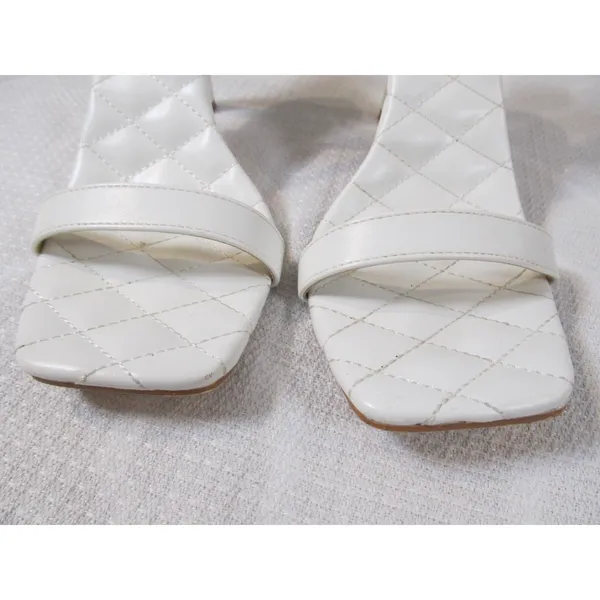 Lulus Donya White 8.5 Heels Square Open Toe Ankle Strap Sandals Pre‑Owned - Image 5