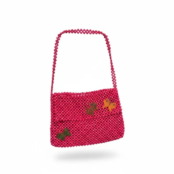 Wild Fable Butterfly Pink Beaded Flap Shoulder Bag - Image 6