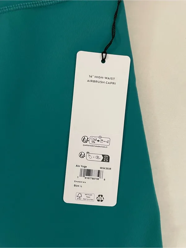 Alo Yoga NWT 16” High Waist Airbrush Capri Leggings Emerald Isle Green Size L - Image 7