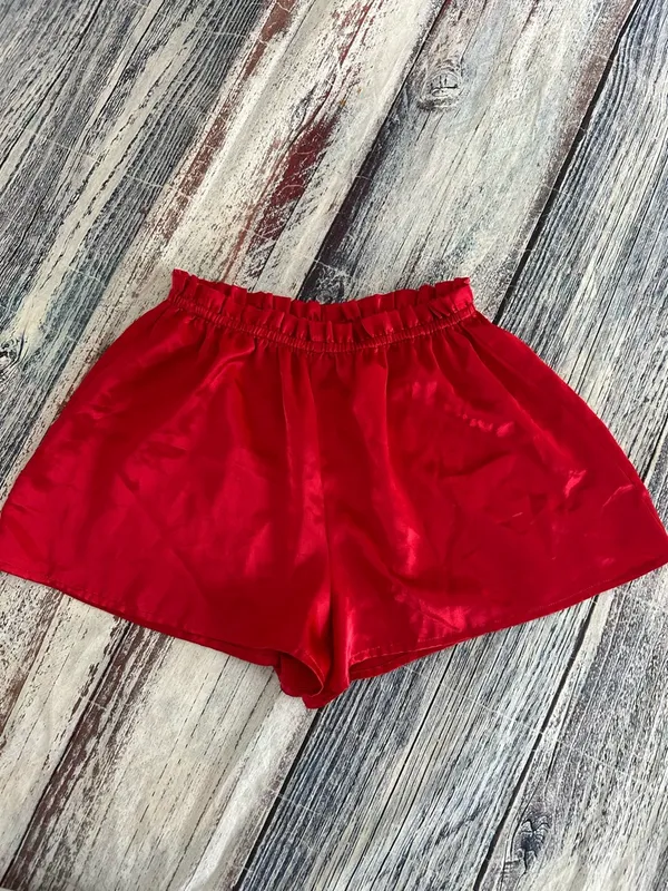 Vintage Victoria’s Secret Gold Label Red Satin Women's Pajama Shorts - Image 2