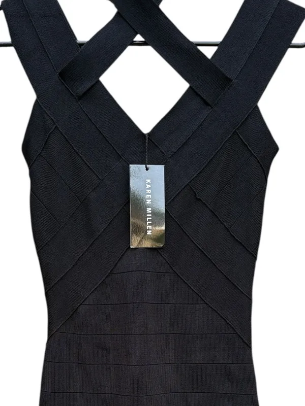 NWT Karen Millen BodyCon Bandage Dress Black Size 2 - Image 2