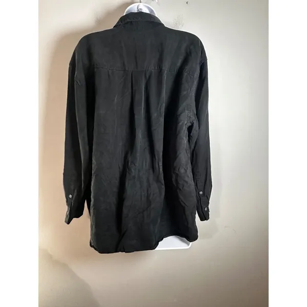 Banana Republic‎ Womens Black 100% Lyocell Utility Shirt Long Sleeve Relaxed L - Image 5