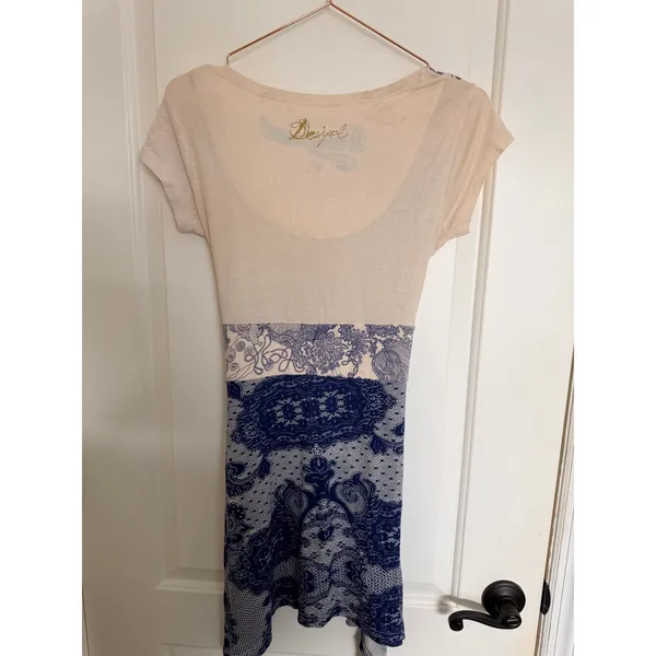 Desigual Womens Cream‎ Blue Paisley Lace Print Tunic Dress Size M NWT - Image 8