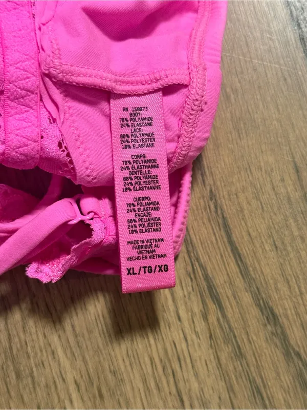 Skims Pink lace bralette with adjustable straps. Size: XL - Image 6