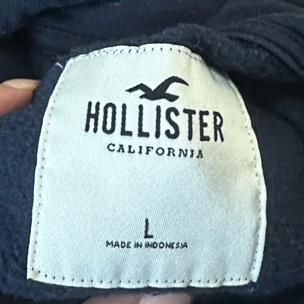 Hollister Easy Appliqué Logo Graphic Hoodie Navy Blue - Image 6