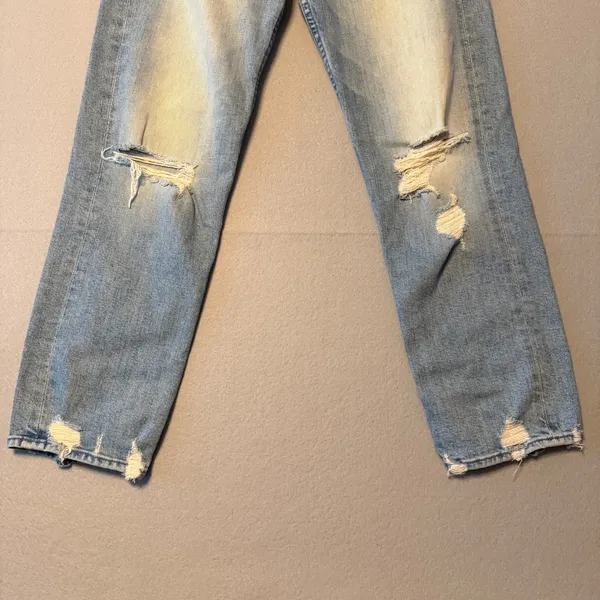 MOTHER The Tomcat Straight Leg Distressed Jeans Light Blue Women Size 28 - Image 2