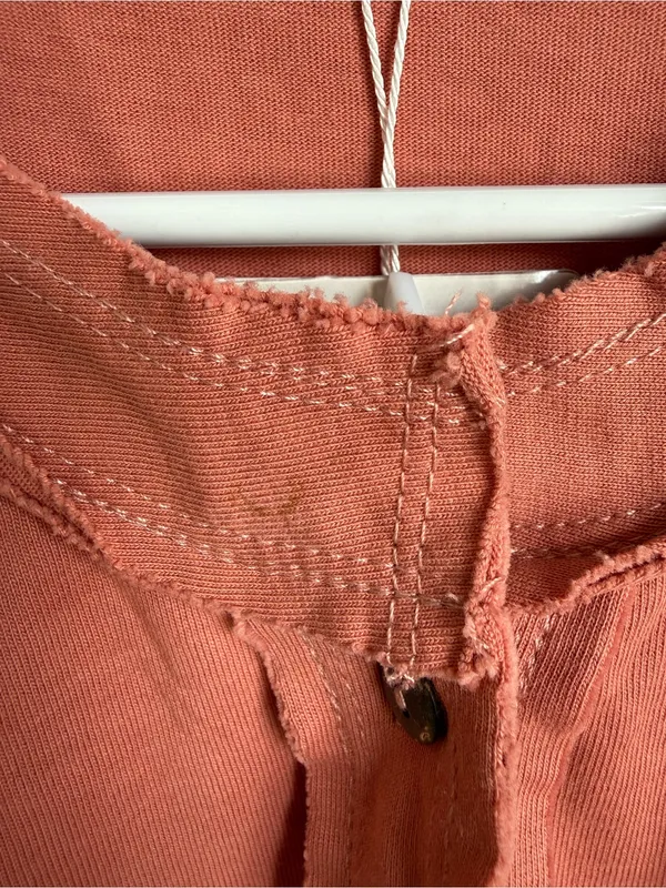Fate Embroidered Henley‎ Top Medium Boho Raw Hem Coral Pink - Image 7