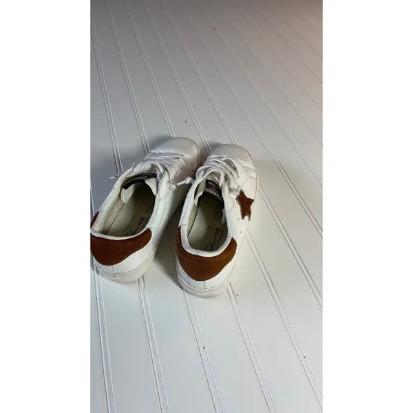 Vintage Havana Gadol White Leather Brown Calf Hair Star Sneakers Low Top Shoes - Image 3