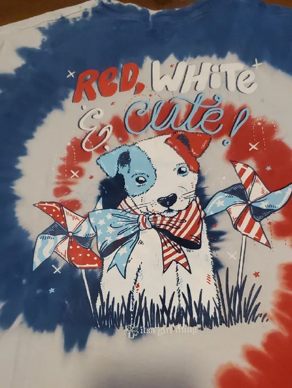 A Girl Thing Patriotic Spiral Tie-Dye Tee in Red, Blue & White - Image 3
