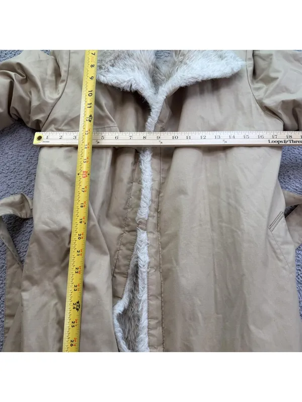 Vintage London Fog Full Length Faux Fur Lined Belted Trench Coat Womens 8 70s - Image 4